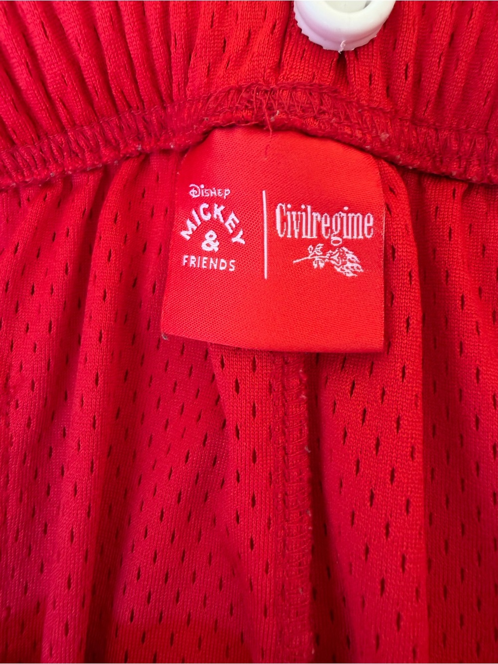 Civil Regime Red Athletic Mesh Shorts with Mickey Graphic and AFC Lettering - Picture 2 of 7
